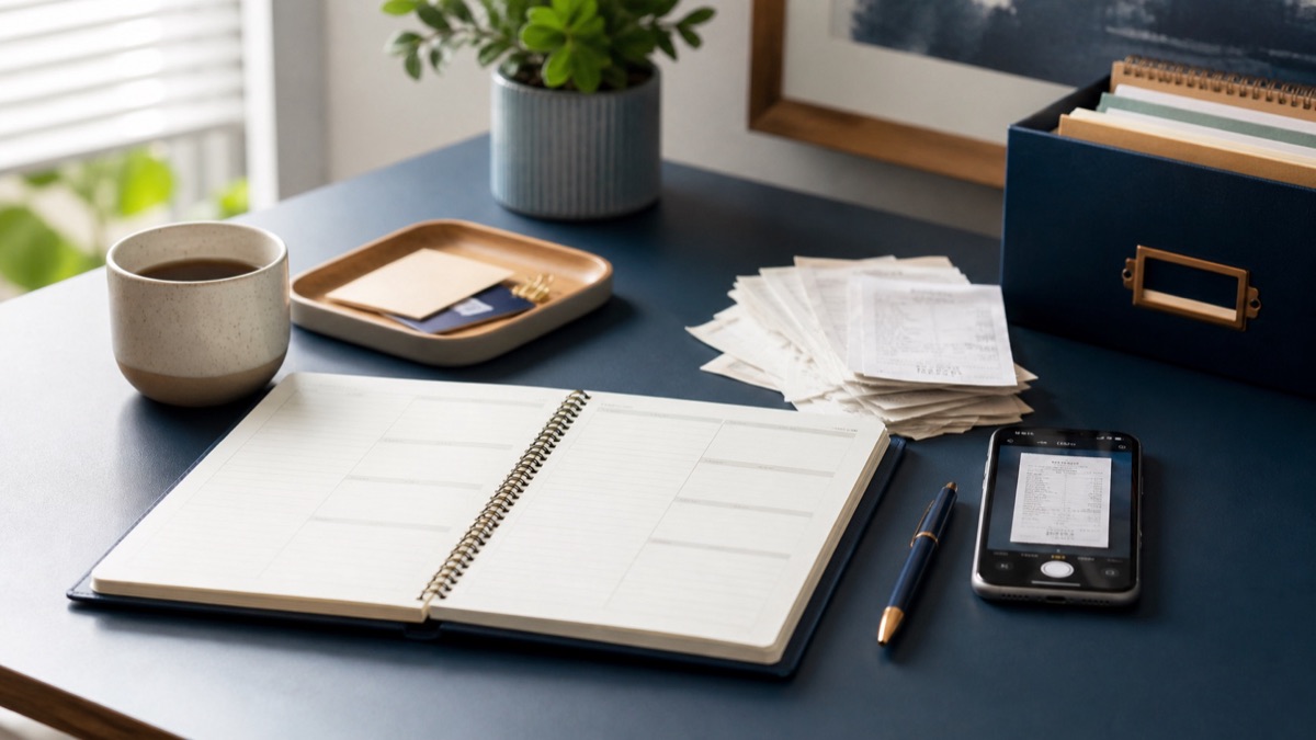 Organized business records and receipts ready for review