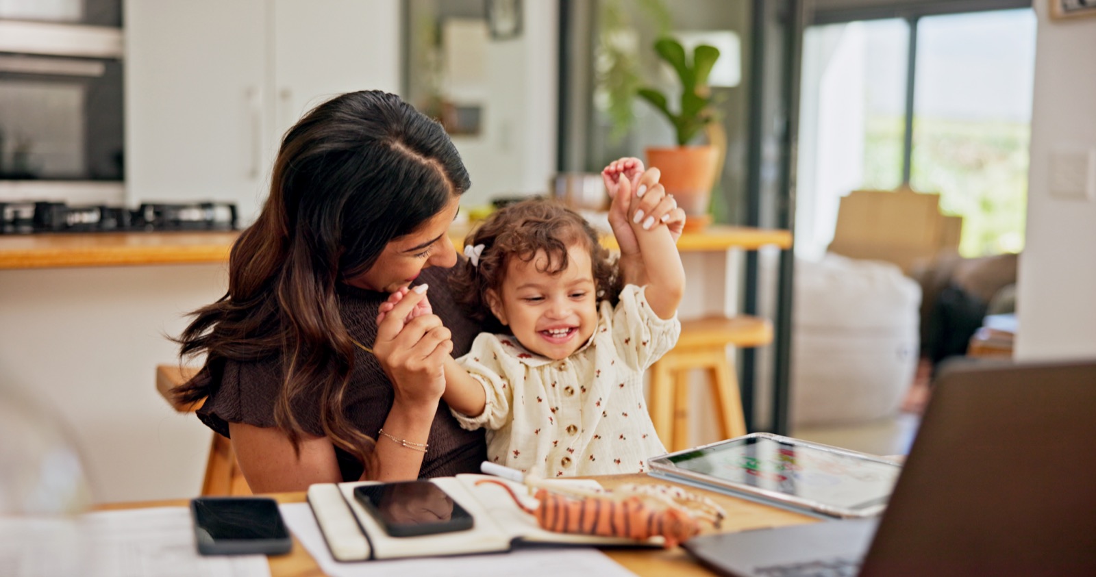 A parent and child spending time together at home